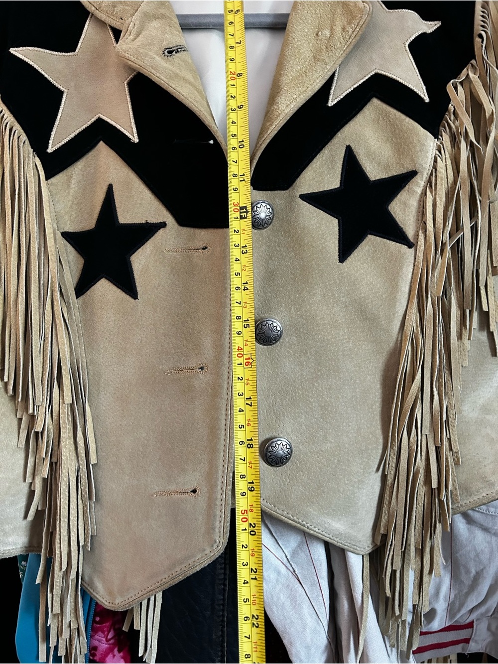 FRONTIER USA Fringe Star Suede Jacket - Black & Tan - Picture 4 of 5